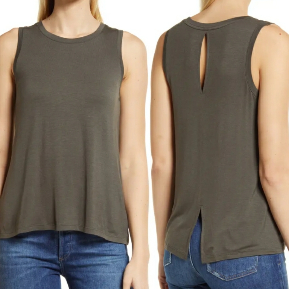 Halogen Crew Neck Hi-Low Tank Top